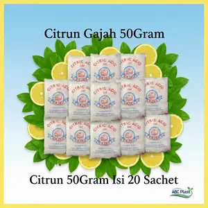 CITRUN Cap Gajah 50gr isi 20 Bungkus / Citric acid 50Gram isi 20 Bungkus / Asam Sitrat / Pembersih
