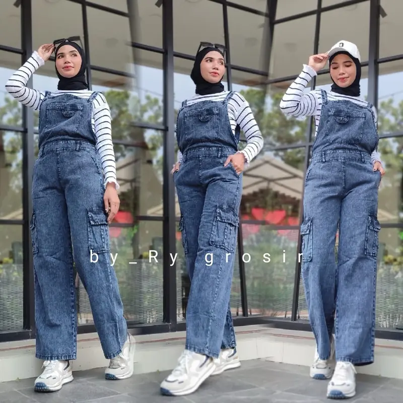 Jamsuit Overall Wanita Bahan Katun Twill Polos Panjang Dan Jamsuit jeans 7