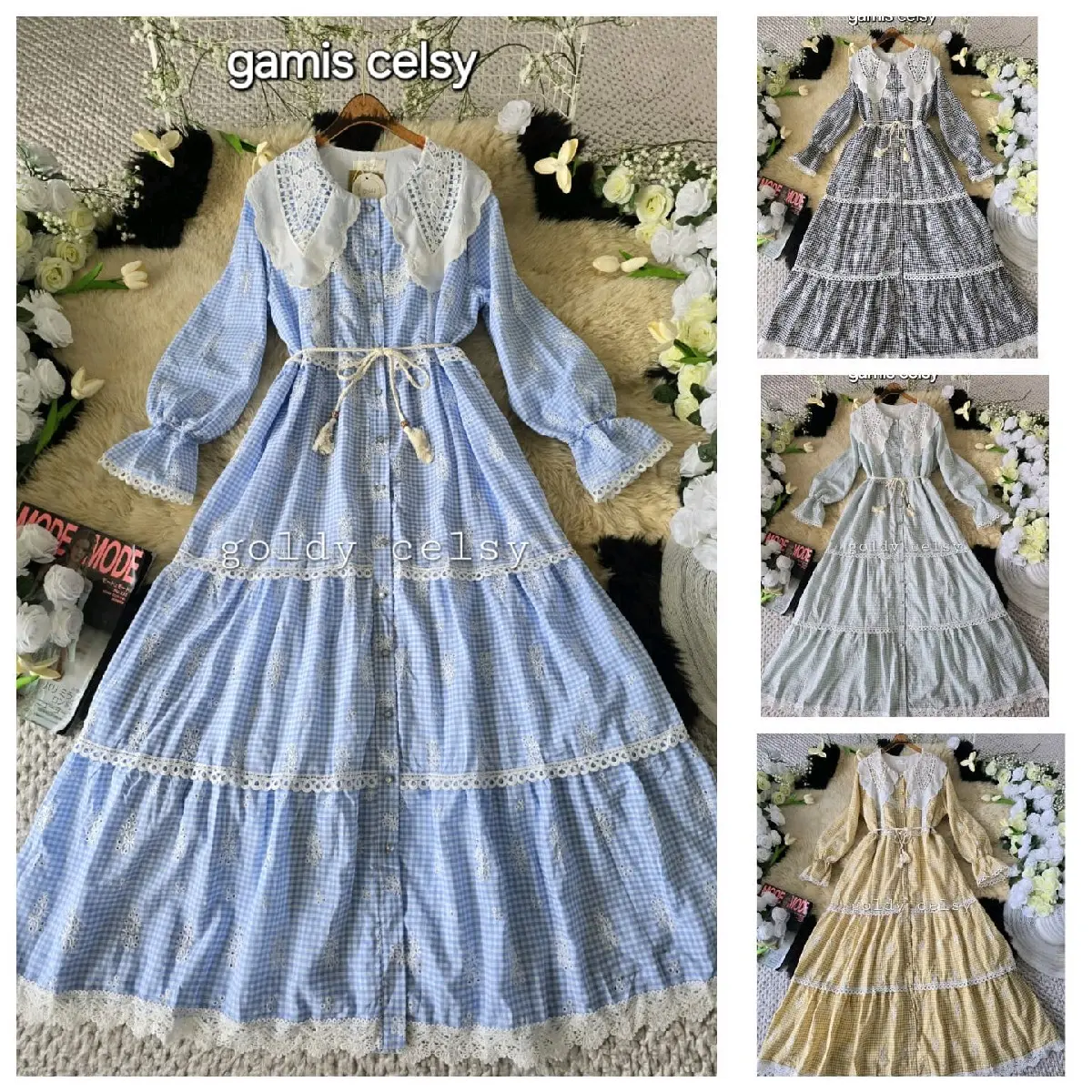 GAMIS CHELSY GOLDY PREMIUM MOTIF KOTAK" KATBOL/JANDBOL IMPORT BKK