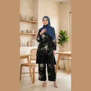 TUTUNAJWA Selvina Setelan Tunik Mix Celana DailyWear Rayon Twill Allsize