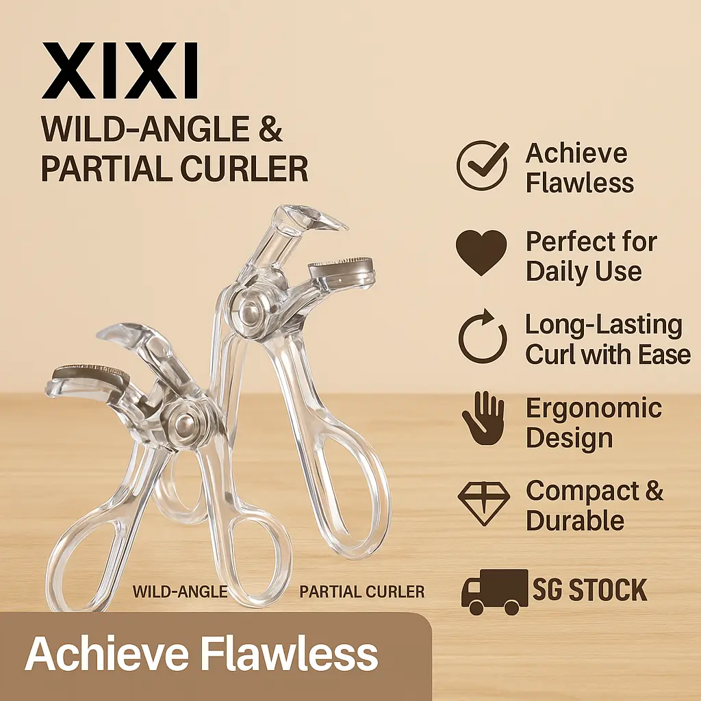 SG Ready Stock XIXI Eyelash Curler | Wide & Partial Fit | One-Press Natural Curl, Long-Lasting Lift