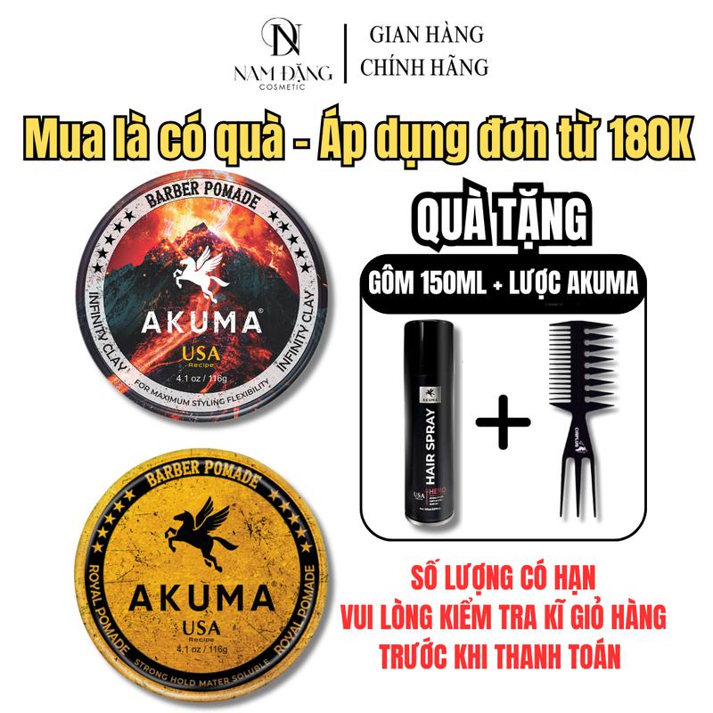 full line AKUMA Sáp Vuốt Tóc Tạo Kiểu Infility Clay 56g 116g Royal Pomade 56g 116g Xịt Tạo Phồng Tóc 120ml 350ml Gôm Xịt Tóc 350ml - Dưỡng Tóc Chăm Sóc Tóc tạo kiểu tóc