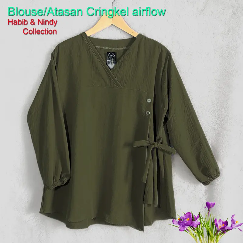 Pakaian wanita atasan blouse Cringkel airflow remaja dewasa model terbaru kekinian yang lagi viral Baju Cantik Simple Nyaman 7