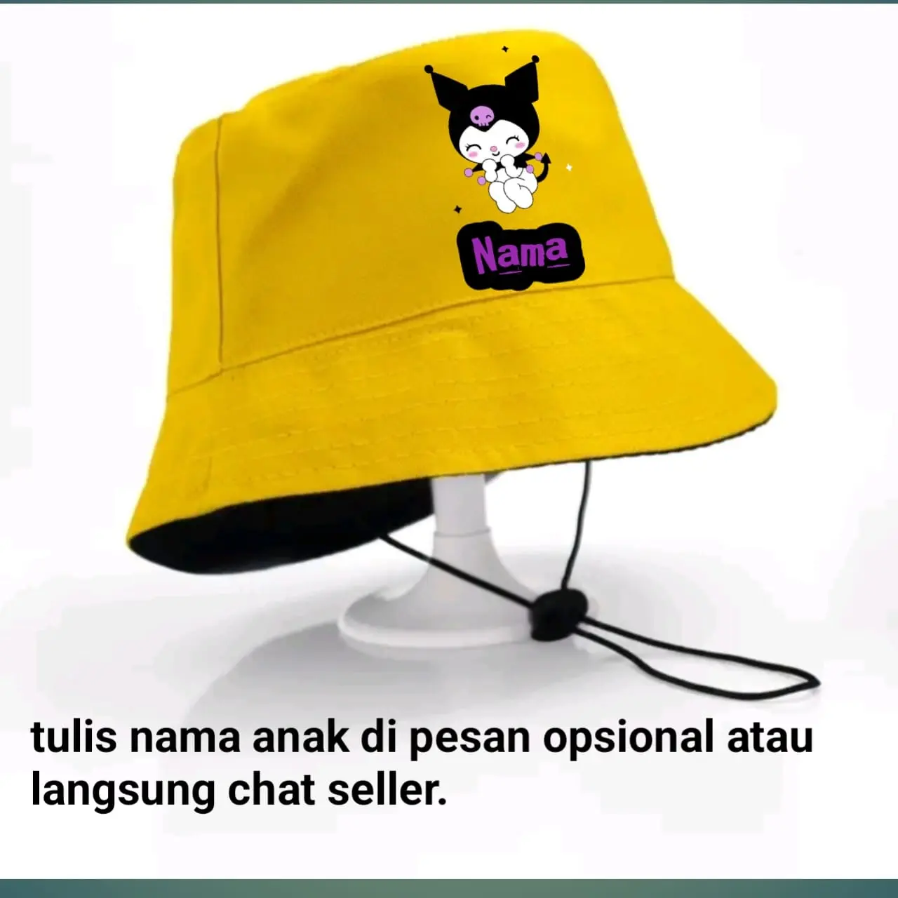 Topi Bucket Anak Custom Nama Kuromi untuk Usia 3-10 Tahun - Fashion