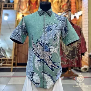 Batik kemeja premium reguler fit lengan pendek katun halus solo x jahitan smok