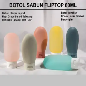 Botol Sabun Shampoo Lotion Travelling 60ml Refill Plastik Fliptop