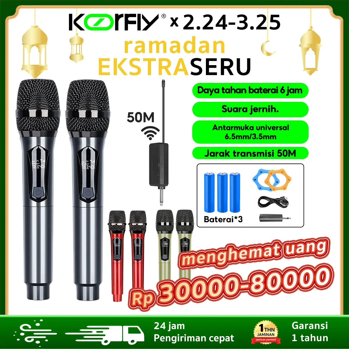 SM-302 Mic Wireless Advance mic Karaoke tanpa kabel UHF Mikrofon Genggam LED Double Digital Mikrofon Nirkabel kualitas baik murah microphone wireless