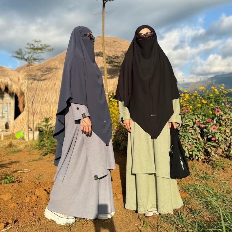 [READY] WAFF LONG TUNIK MUSLIMAH BAHAN WAFFLE PREMIUM 1