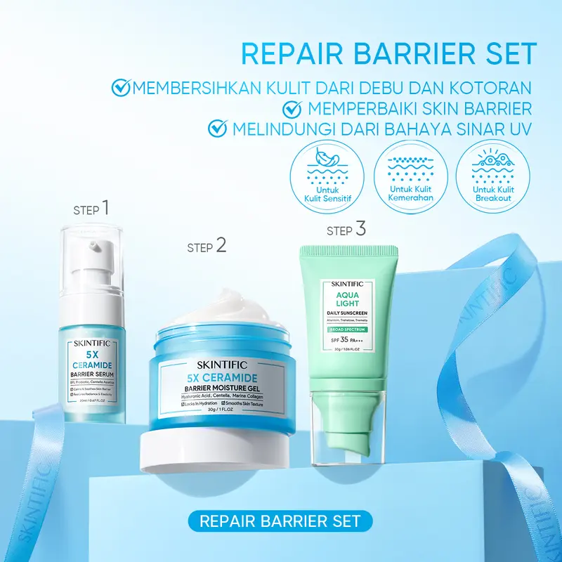 Skintific 3pcs Skincare Set Serum + Moisturizer + Sunscreen / Anti Dark Spot Set / Retinol Set / Peeling Set / Glowing Set / Acne Set / Repair Barrier Set 5