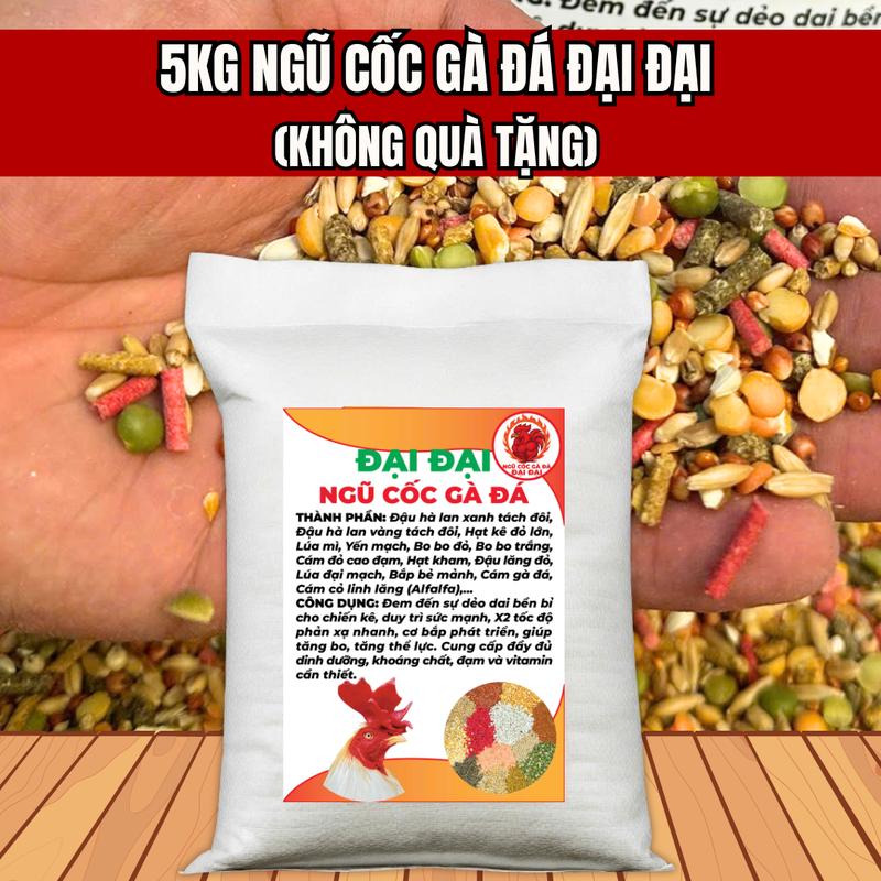  Đại Đại Ngũ Cốc Gà Đá 5kg Nguyên Hạt - Tăng Cân Mau Lên Tay Phát Triển Lông Mượt Mà Không Mập Mỡ 
