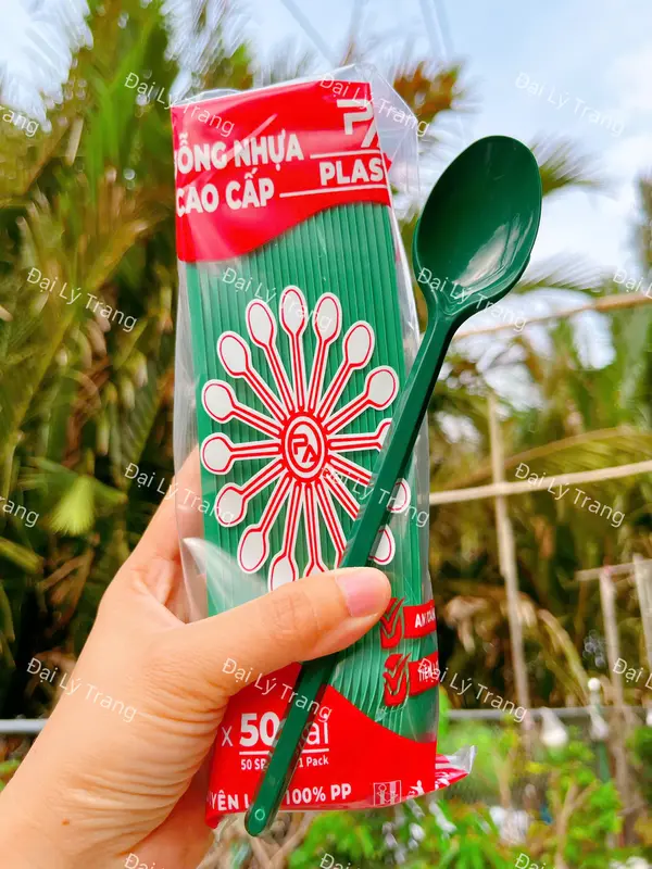 Muỗng Trà Sữa Dài 20cm Nhựa PP Nguyên Sinh Đủ Màu 50 Cái/Bịch 6