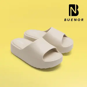 Best Seller - Sandal Selop Elegan Wanita Polos Warna Cream Bahan Empuk Karet Shoes Sendal