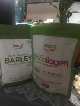 Product Review of Live (Buy1 Take1) WeeKit7 Organic Barley plus Supermate Pure Cocollagen 3 in 1 Collagen Powder Drink 1 pack 7 sanchet Dietary Nutritious Drinking from c**8 0