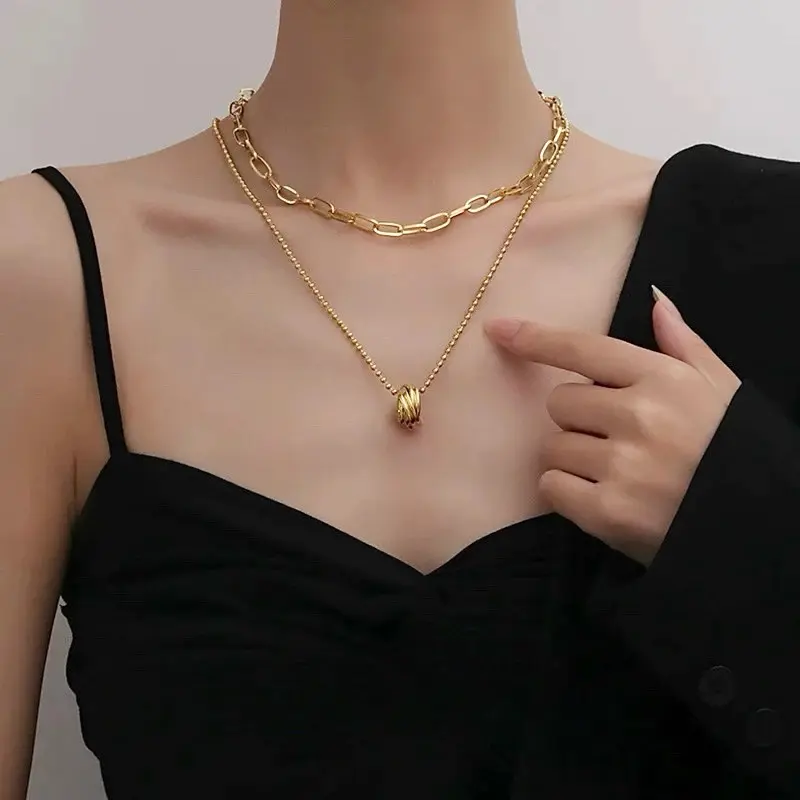 Kalung Titanium 2 Layer Anti Karat Peperclip Korea Elegan 0