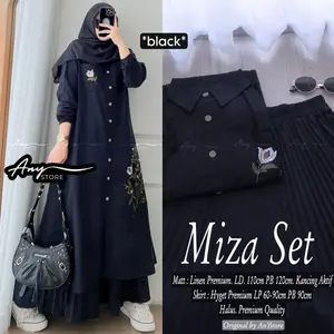 One Set Rok Tunik Bordir Bunga Setelan Wanita Linen Miza Dilfa Serina Delima