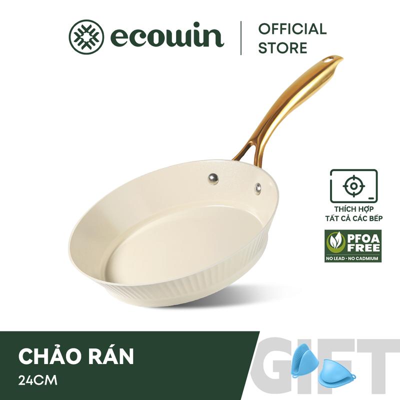 Chảo Rán Chống Dính, Ecowin, Lớp Phủ Gốm, Dòng Cổ Điển Hoàng Gia, 24cm, Không Có Nắp Đậy, Thích Hợp Cho Tất Cả Các Loại Bếp