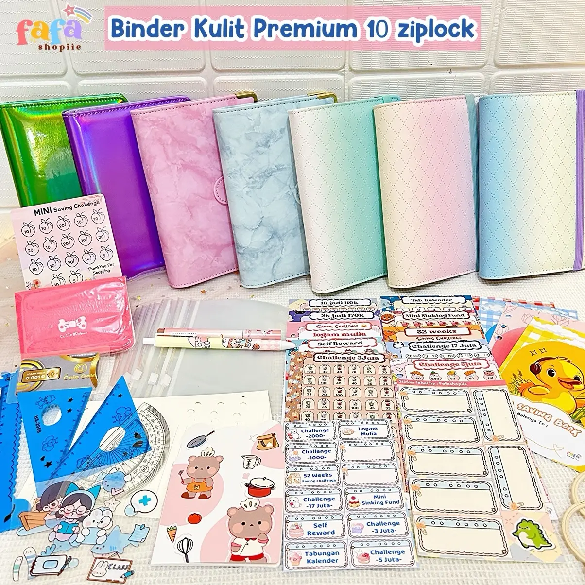 (10-ziplock-kulit premium 2) Paket Binder menabung superrior kulit premium