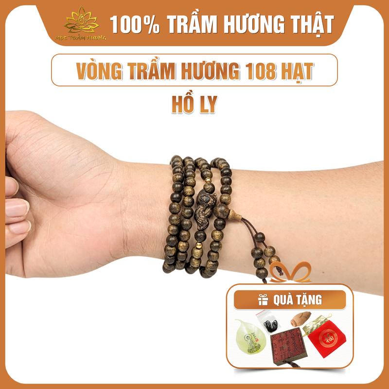   MTH  Vòng Tay Trầm Hương Tốc Việt 108 Hạt Mix Charm Gỗ Trầm Sánh Chìm Chặn Bạc Vàng Mộc Trầm Hương - Đủ Size Nam Nữ Phụ Kiện Hộp Gấm Túi Gấm Lá Bồ Đề Nụ Trầm Đốt Dây Xâu - Đeo Tay Voi 