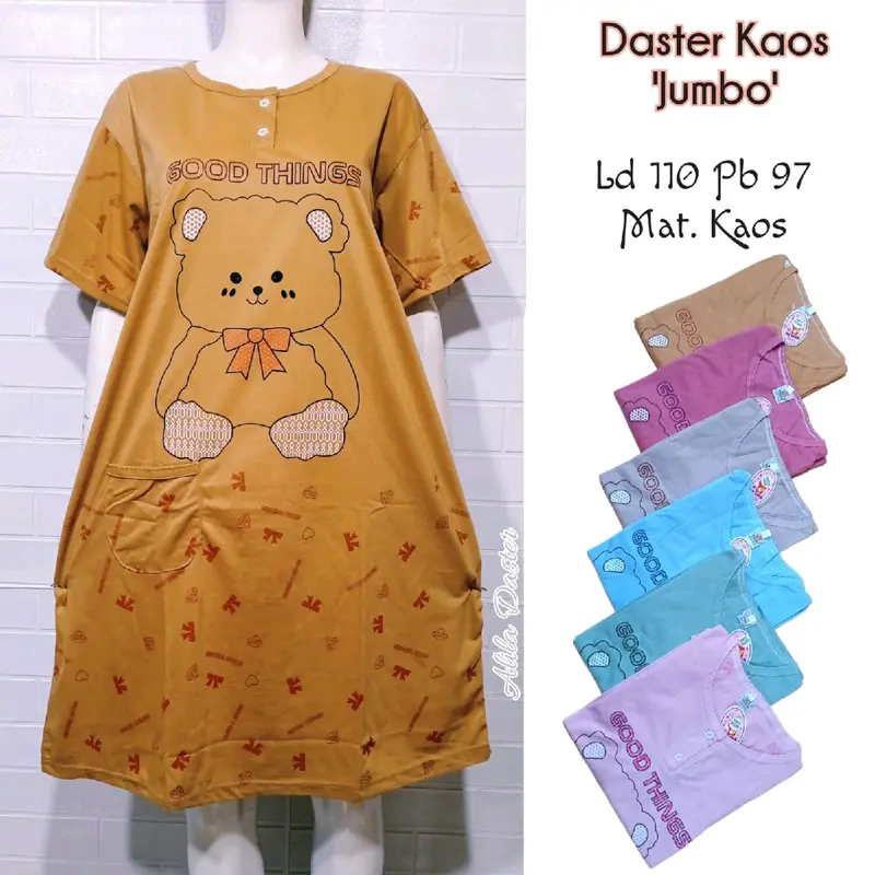Paket 3 pcs daster '( DASTER DHISIA JUMBO WARNA MUDA )' Murah Meriah Kualitas Oke Busui Kaos Kancing Bumil Wanita 1