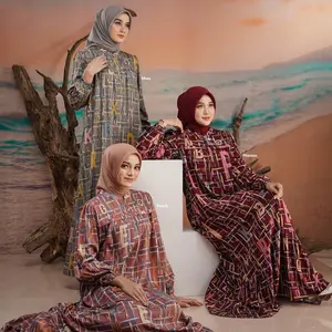 Versi MIDI | DOMINIQ SERIES BY NADHEERA LUXURY | bahan rayon Gamis Dress Wanita  Dewasa Lebaran