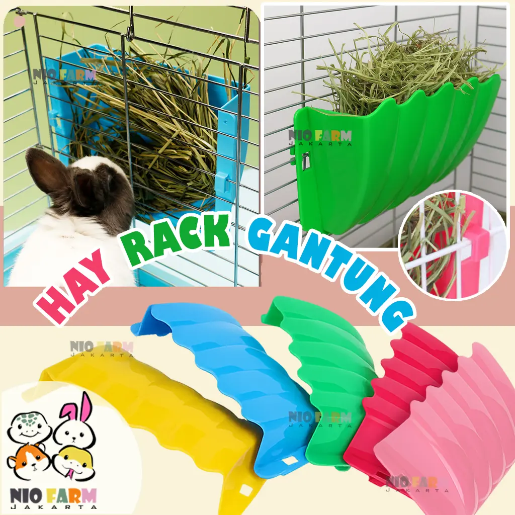 NIOFARM - Hay Rack Gantung - Tempat Hay Kelinci Marmut Hamster - Tempat Makanan Hay - Tempat Rumput Hay - Rak Hay Rumput - Rak Jerami | Rabbit Guinea Pig Chinchilla Pet Eating Bowl