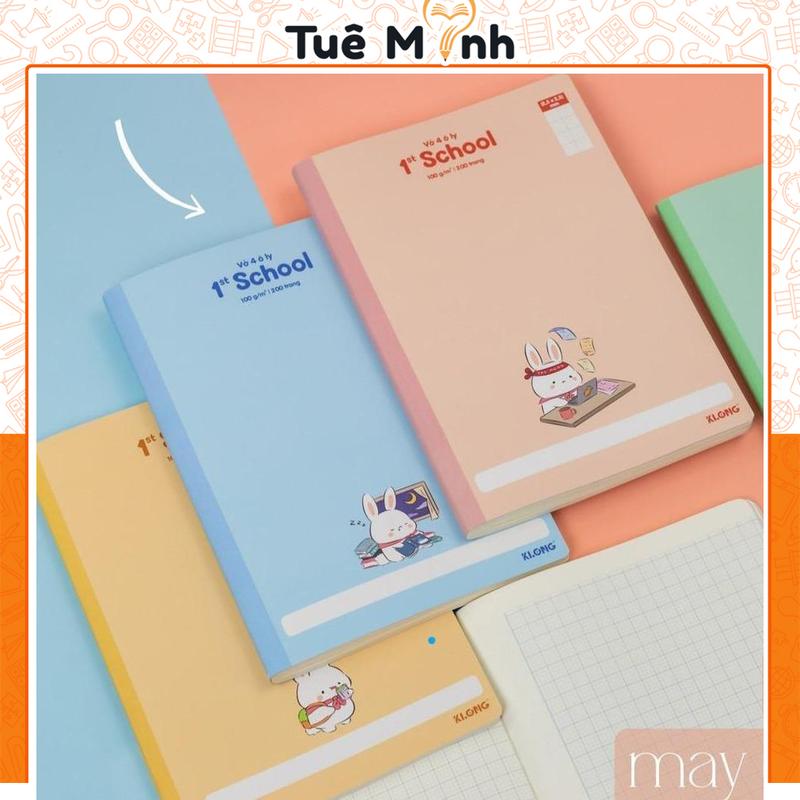   Nguyên lốc  Vở may dán gáy 4 ô ly luyện chữ A5  B5  A4 Klong dày dặn 100gsm chống nhoè màu bìa cute 