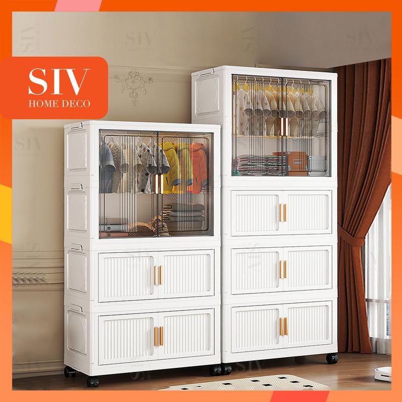  【Rộng 55 80 CM SIV tủ quần áo trẻ em Tủ Đựng Quần Áo Gấp Gọn đa năng Tặng ,Tủ quần áo trẻ em tủ nhựa có bánh xe 360° 
