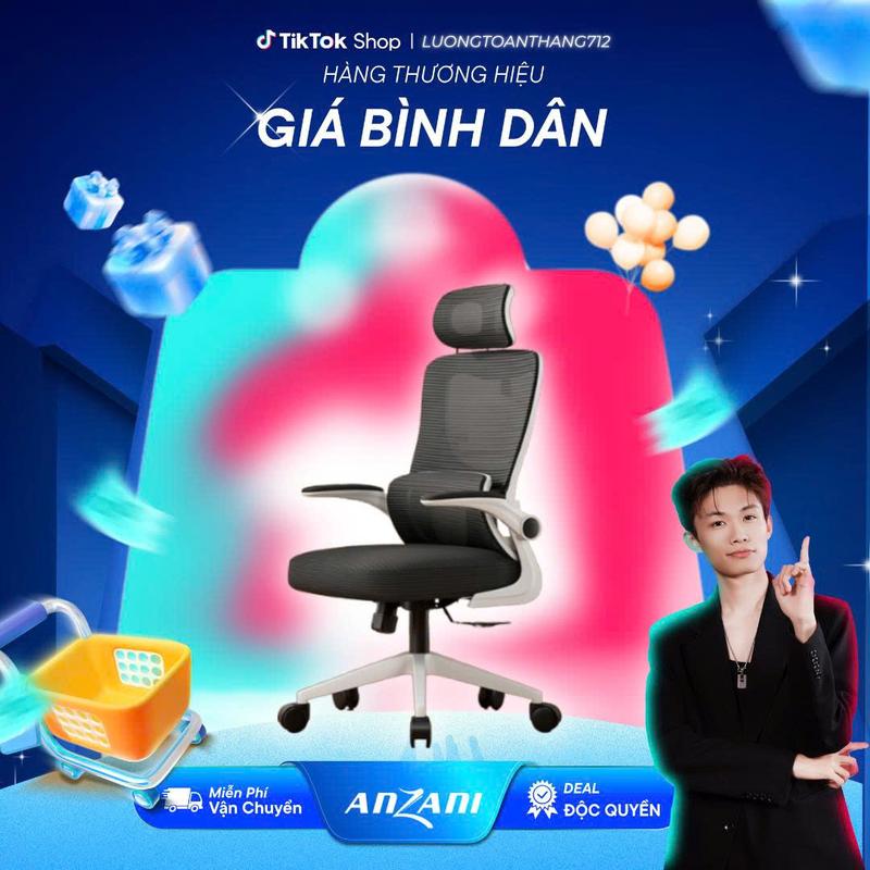 { 1 Anzani x Luongtoanthang712} Ghế tựa lưng công thái học CTH 25 Anzani, ghế xoay văn phòng 360 độ có gật gù thiết kế lưng kép, chính hãng Anzani