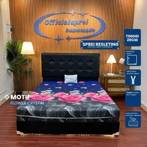 TINGGI 20CM MOTIF SEPREI RESLETING/SARUNG BUSA /COVER BUSA  Bisa Dicuci King Size Katun Hitam