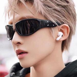 FS Retro Y2K Sunglasses Slim Fit Wrap Around Kaca Mata Korea Gaya Lelaki Fashion Street TikTok Trending Look UV Protection Cermin Mata Hitam
