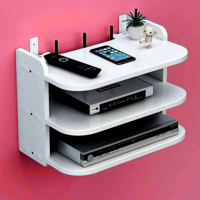 Jual rak router wifi stb set top box tempel dinding minimalis Paku ...