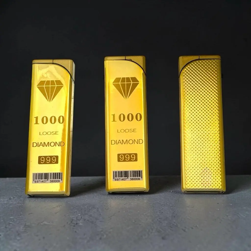 Korek Api Gas Seri Gold Bisa Isi Ulang / Pematik Bara JetFlame Motif Emas Luxury Cocok Kado Aksesoris Cowok