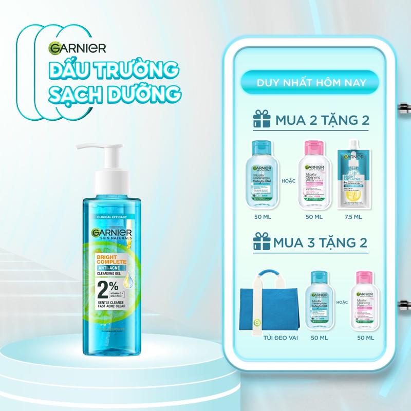 [MUA 2 TẶNG 2] Sữa rửa mặt dạng gel sạch thoáng dịu nhẹ Garnier [BHA, Vitamin C] cho da dầu mụn 120ml