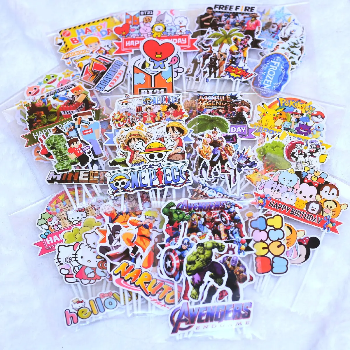 topper kue, hiasan kue ulang tahun, toppercake, topper karakter stik lolipop full