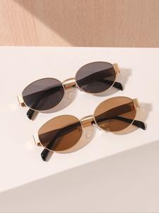 Lentes de sol ovalados de estilo empresarial vintage de alta calidad, marco de metal ligero y duradero, protección UV400, accesorio de moda unisex