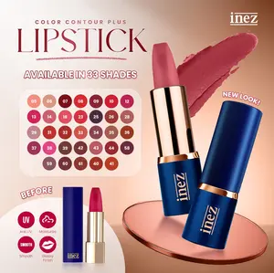 Inez Color Contour Plus Lipstick - 36 Pilihan Warna dengan UV Protection & Moisture Ringan Halal BPOM