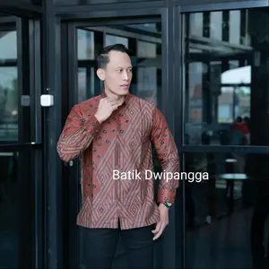 Piramid Coklat Kemeja Hem Batik Solo Katun Premium Pria Cowok Fit Motif Mewah Kondangan Lengan Panjang Pendek Baju Nyaman Formal