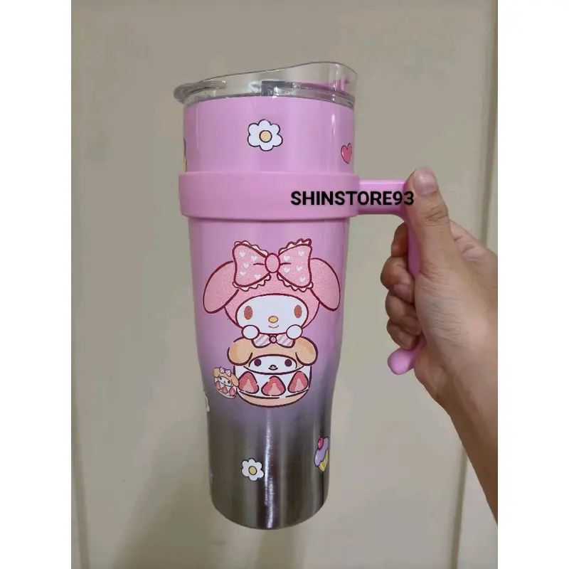 Botol minum stainless motif tumbler motif sedotan stainless 1200ML 6