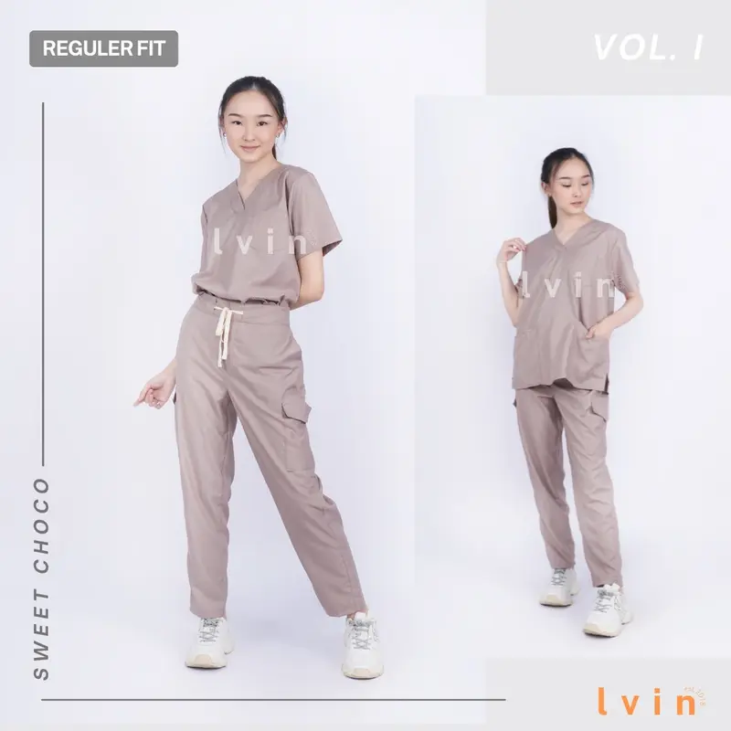 [ Lvin ] Vol I - BAJU SCRUB MEDICAL SCRUB SUIT DOCTOR'S SCRUB FOR MAN & WOMEN / Set Baju Celana Jaga OKA OK Perawat/Reguler Fit/Bright Series / Dokter Lengan Pendek [Export] 4