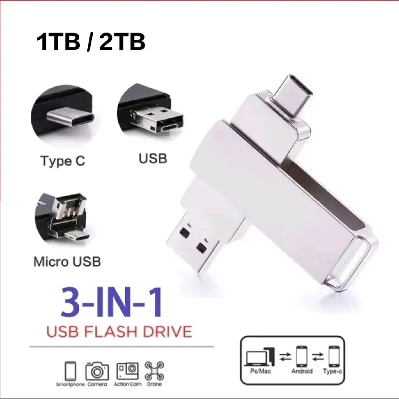 Flashdisk USB 2TB Original 3 in 1 Type C 1TB Penyimpanan Storage 0