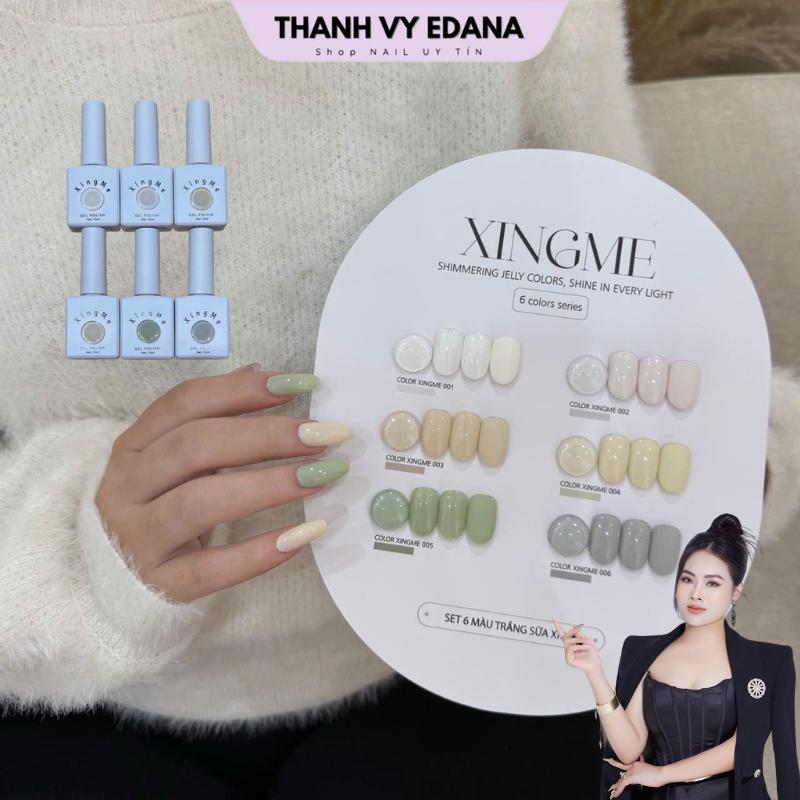 Sơn gel trắng sữa XINGME sét 6 màu cao cấp mã XM-06 Tặng bảng màu sơn sẵn THANH VY EDANA