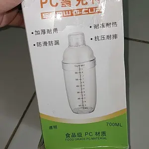 Cocktail Shaker Bottle Transparan 500ml 700ml 1000ml Botol Pengocok Minuman Bartender Plastik Food Grade
