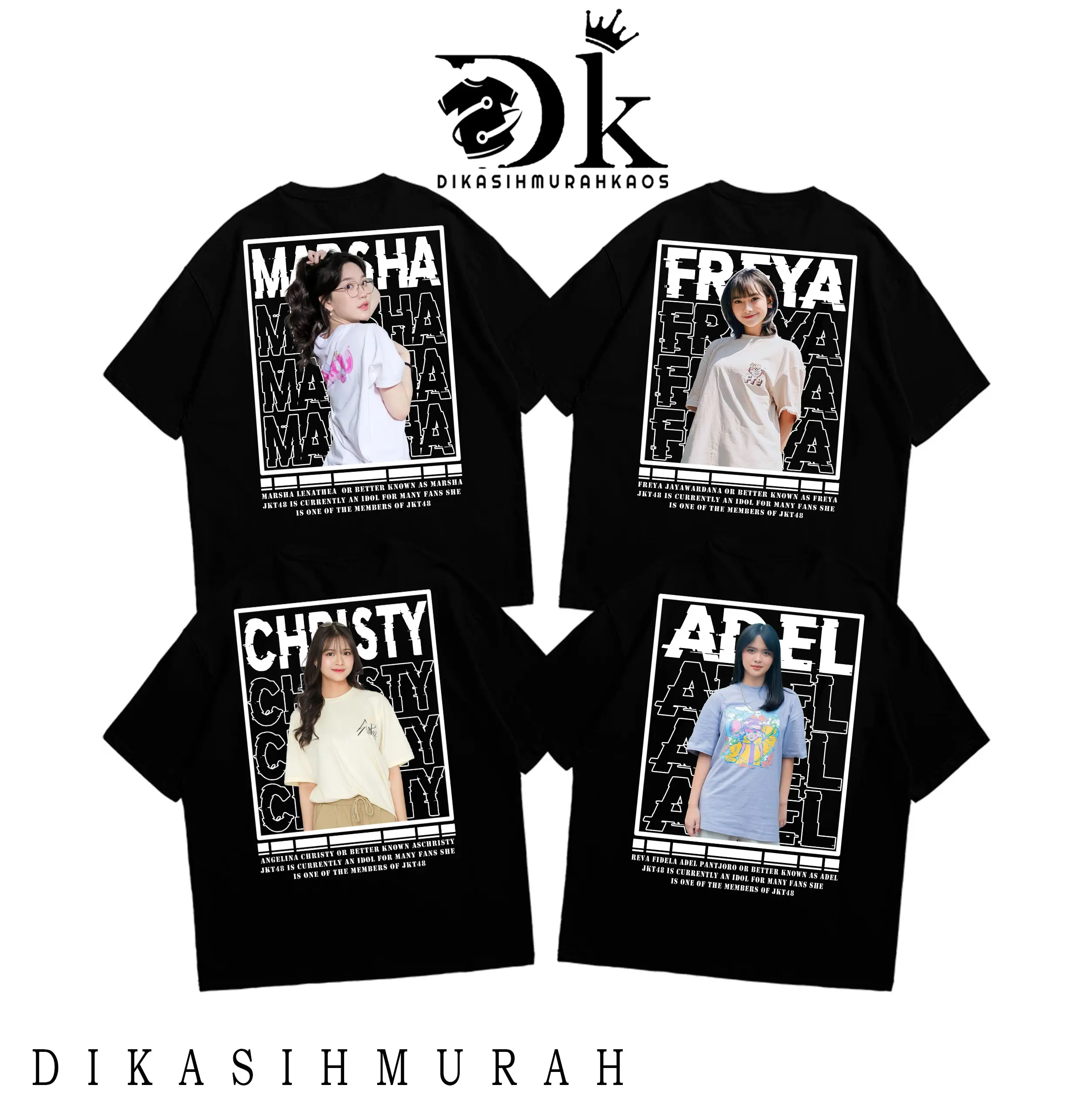 DIKASIHMURAH KAOS - T-Shirt gambar KAOS J.K.T 48 IDOLA KALIAN VOL1- Kaos gambar FF - DTF - Catton Combed 30s - Pria Dewasa - Unisex - Satuan/Lusinan - Bisa request foto dan nama - COD - Baju - Digital - Printing - Distro - Pendek