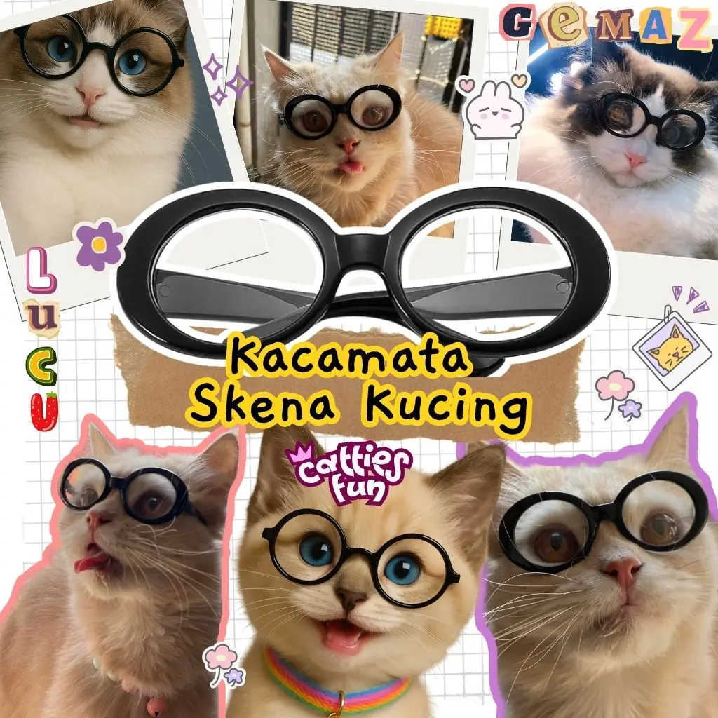 CATTIESFUN Kacamata Kucing Transparan Kacamata Korea Gaya Sunglasses untuk Kucing