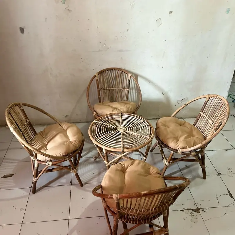 (Ready stok) 1 set kursi teras rotan model momon free bantal Furniture Asli 1