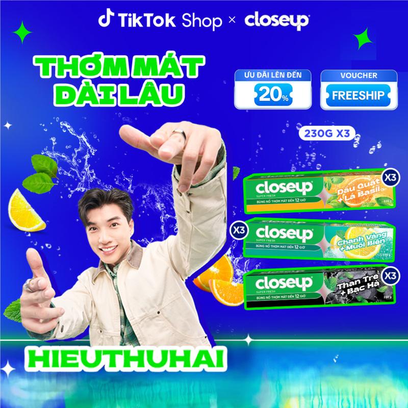 Combo 3 Kem Đánh Răng Closeup Trắng Răng Thơm Mát thành phần Thiên Nhiên 230G