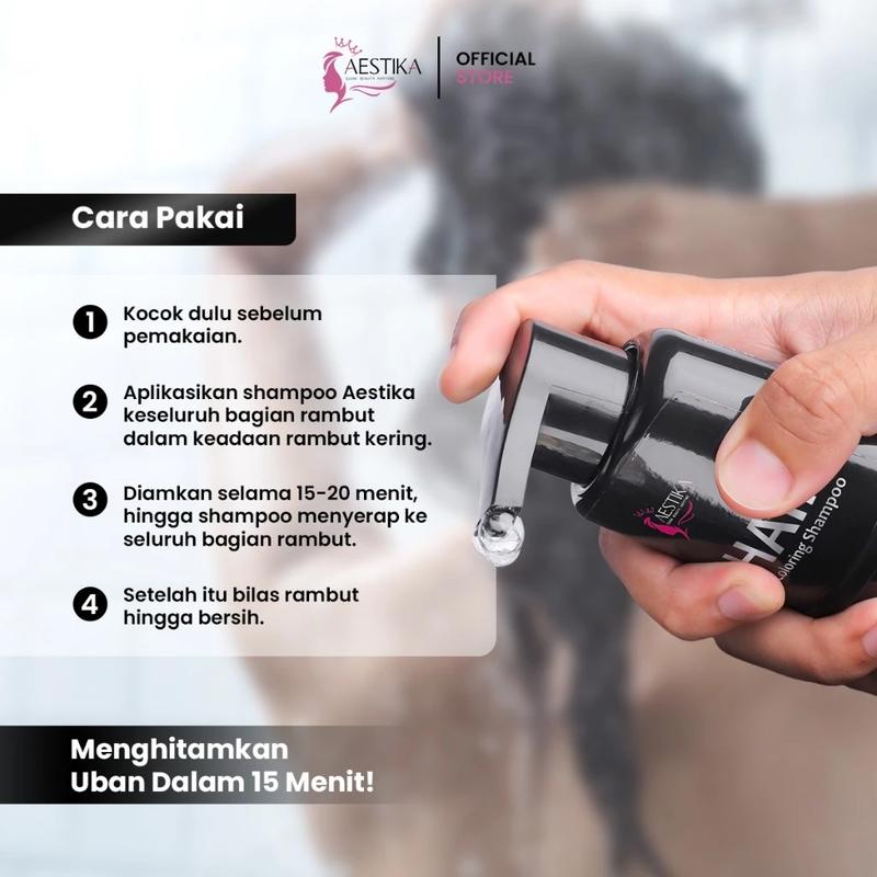 [PROMO RAMADHAN] Aestika Hair Coloring Shampoo Black - Shampo Penghitam Rambut Uban Halal Original 5