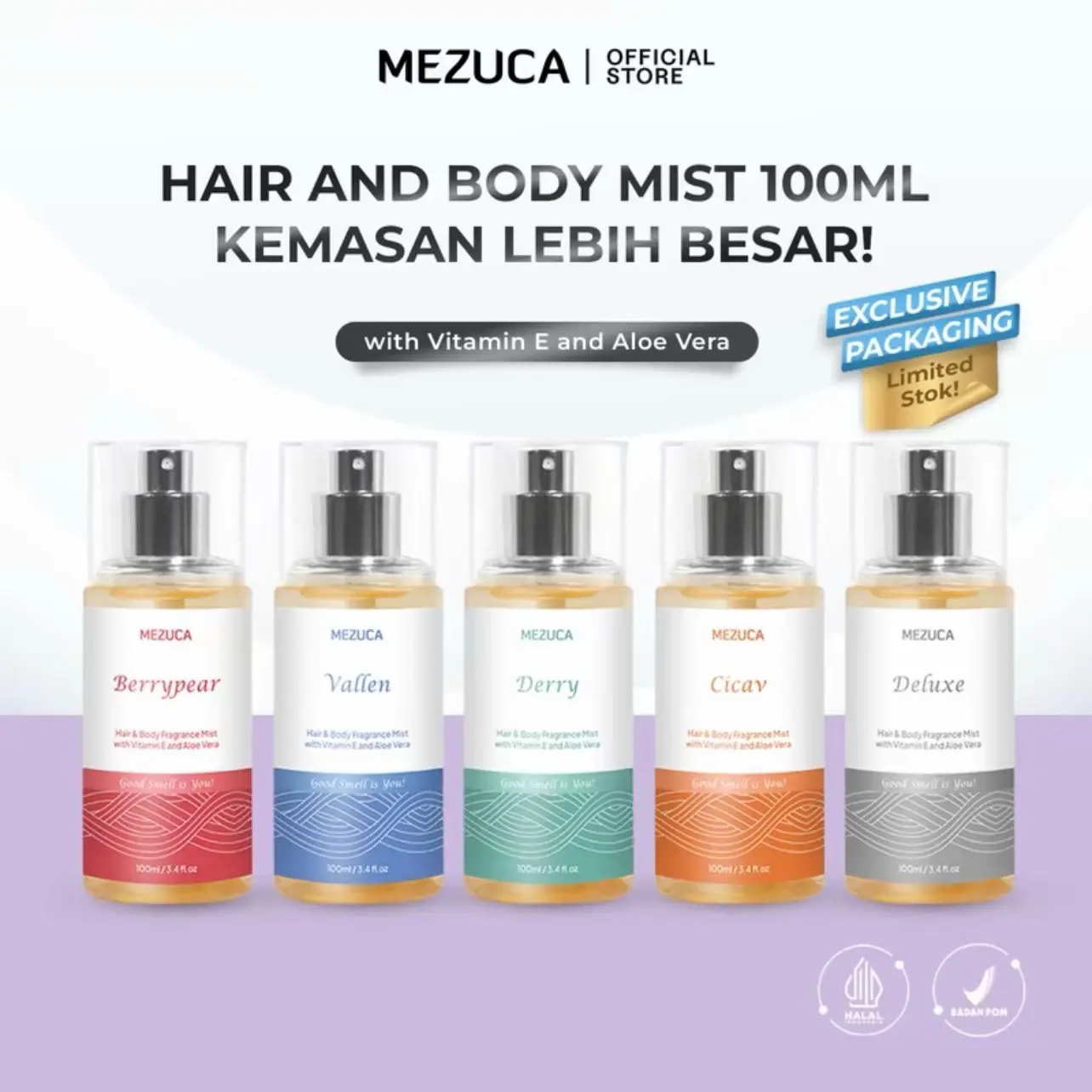 Parfum Rambut dan Tubuh MEZUCA dengan Vitamin E dan Aloe Vera 100ml BPOM - Lotion, Perawatan