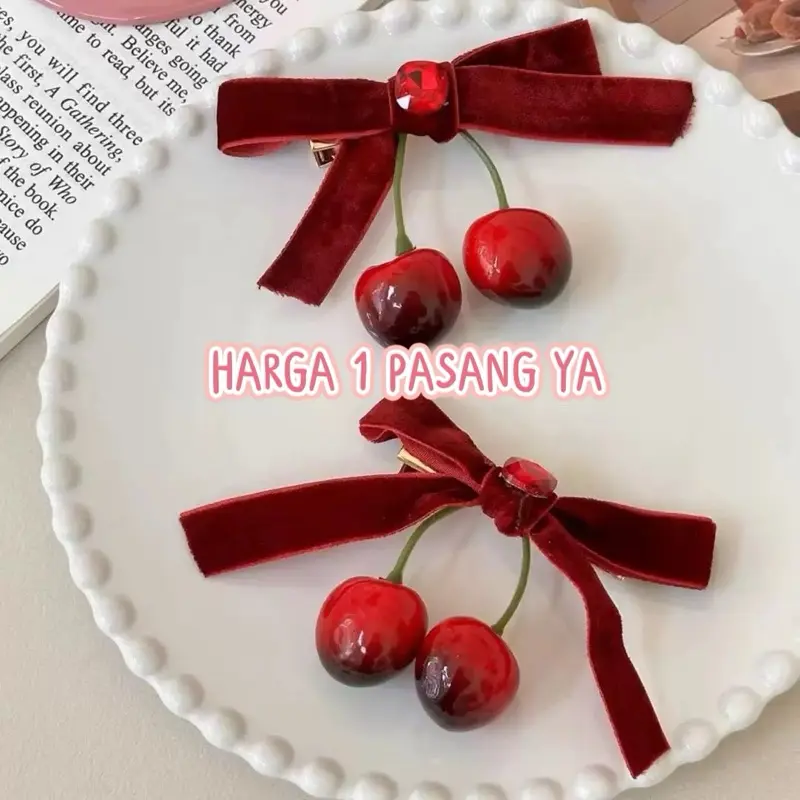 Jepit Rambut Anak Pita Cherry Jepit Anak Perempuan Jepitan Lucu Clips