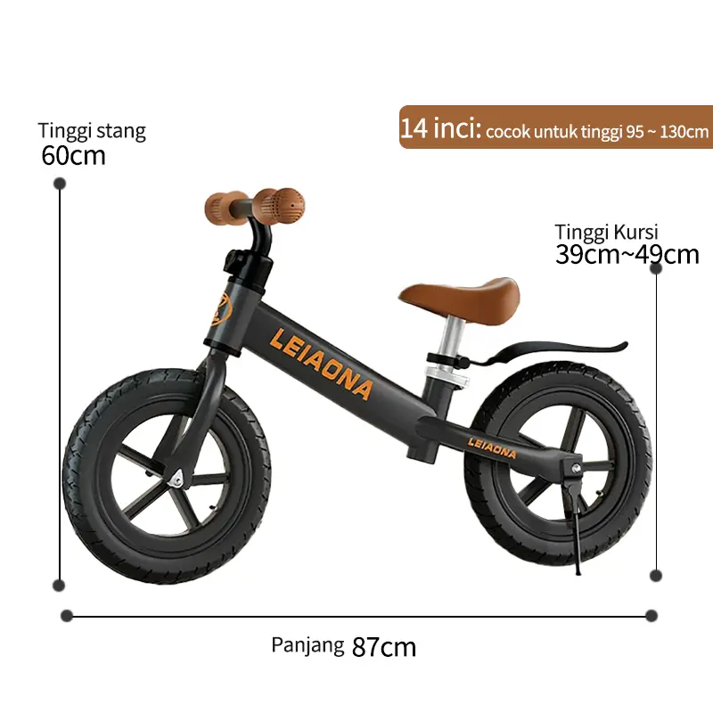 Topborn Sepeda Keseimbangan Anak Sepeda Tanpa Pedal Skuter Roda Berbusa Senyap Balok 12 inci Cocok Untuk Bayi Usia 2-4 Tahun